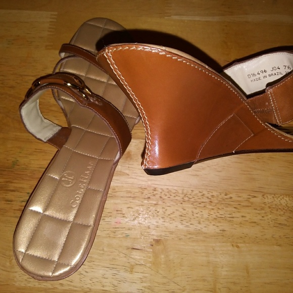 Cole Haan Brown Leather Slide In Wedge - Picture 5 of 6